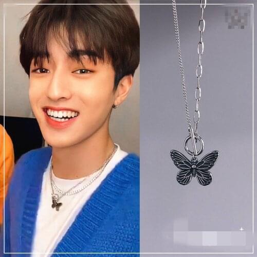 KPOP TREASURE combination HARUTO Watanabe with butterfly wings OT chain street style hip-hop necklace New Korea Group