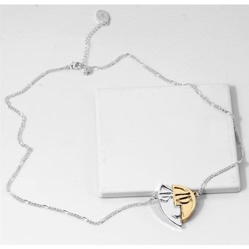 Trendy Graceful Stitching Double Color Alloy Love Heart Necklace Gold Color Necklaces For Women Jewelry Accessories Gift