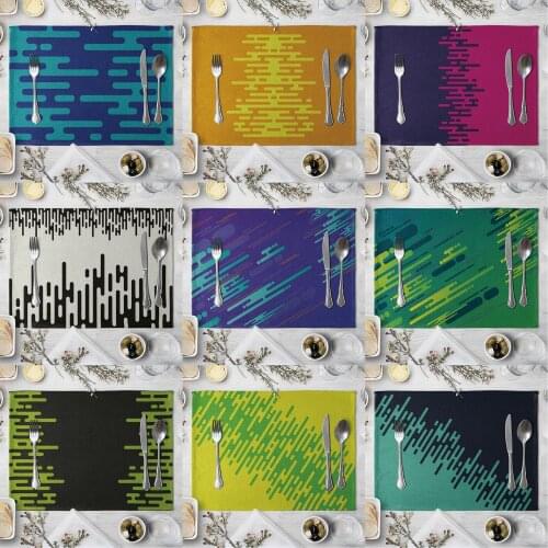 Colorful Stripes Pattern Placemat Coasters Dining Table Mat Linen Bowl Cup Mats kitchen Pads 42*32cm Home Decor