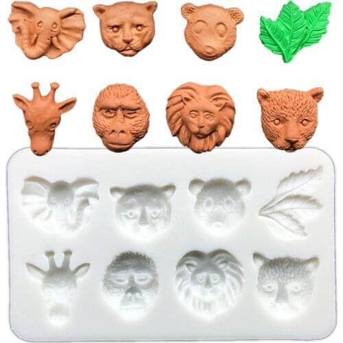 Bear Elephant Lion Deer Leopard Head Leaf Silicone Sugarcraft Cupcake Baking Mold Fondant Cake Decorating Tools