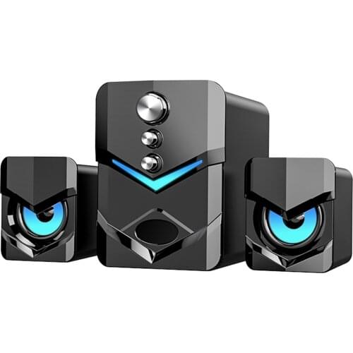 SADA D-222 Computer Speaker with Subwoofer USB-Powered 2.1 Stereo Multimedia Speakers with LED Light 3.5mm Audio Input