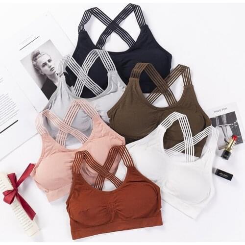 Sexy Cross Back Top Padded Women Sport Bra Yoga Accessories Shockproof Breathable Women Fitness Running Vest Top Sportswear