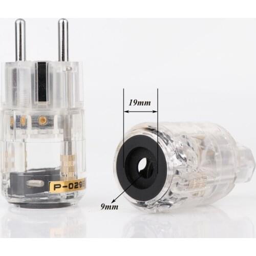 Pair hifi Rhodium plated EU power plug, HI-END transparent Schuko audio power plug DIY