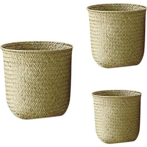 Storage Basket Household Foldable Fruit Basket Nordic Style Seagrass Handwoven Garden Plant Flower Pot Basket attractively