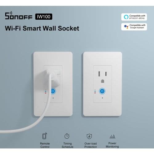 Sonoff IW100/IW101 US WiFi Smart Power Monitoring Wall Socket Switch Energy-saving Over-load Protection For Alexa Google Home