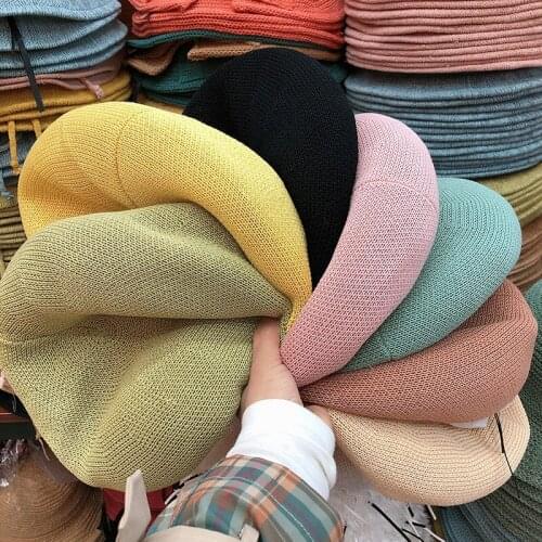 Women Girl Beret French Artist Breathable Summer Beanie Hat Cap Vintage Plain Beret Hats Solid Color Elegant Lady Designer Hat