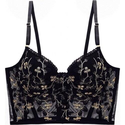 High Quality Sexy Bras Women Push Up Embroidery French Style Retro Bra Lady Lace Bra Sexy Intimates Underwear For Women Bralette