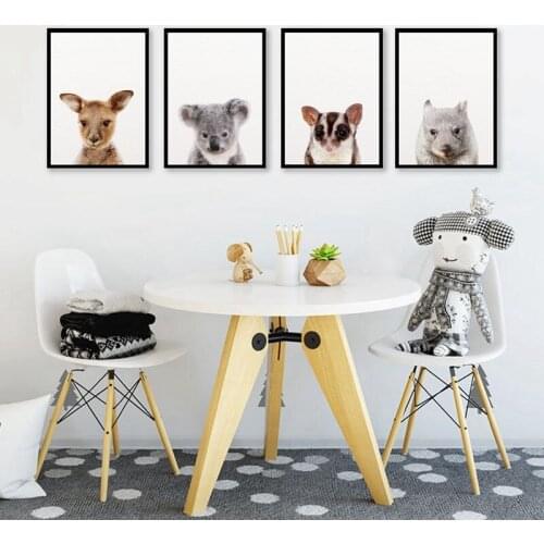 Cartoon Animals Koala Kangaroo Print and Poster Nursery Art Decor , Australian Animals Decor Canvas Painting Kids Room Wall Art