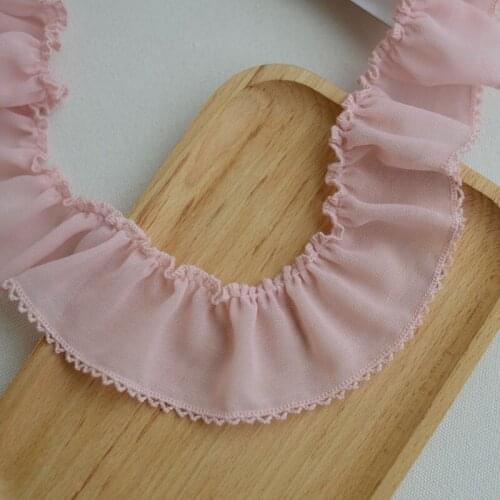 2meter Frilled Chiffon Cloth Lace Trim for DIY Crafts Costume Sewing Accessories Pink White Ivory ChiffonLace Fabric 7.5cm Width