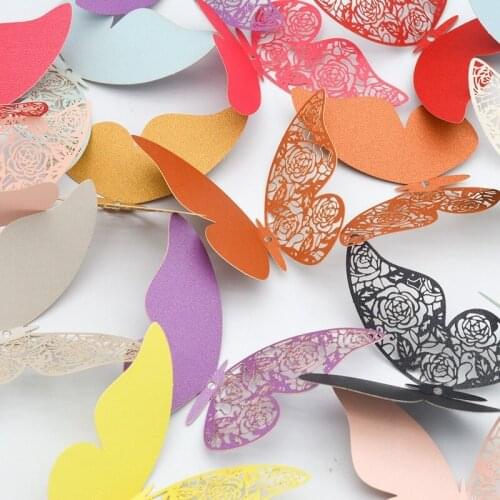 24pcs 3D Hollow Butterfly Wall Sticker For Home Decoration DIY Wall Stickers For Kids Rooms Party Wedding Decor Butterfly Fridge