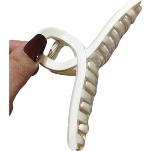 Korean Style Acrylic Large Hair Claw Shiny Solid Color Geometric Jaw Clips Clamp Non Slip Strong Hold Makeup Ponytail Barrettes