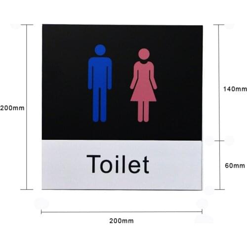 Aluminum Bathroom Toilet Sign Plate Wall Mounted Men women Toilet Signage 200*200mm Public Wash Room Indicator Wall Sticky Metal