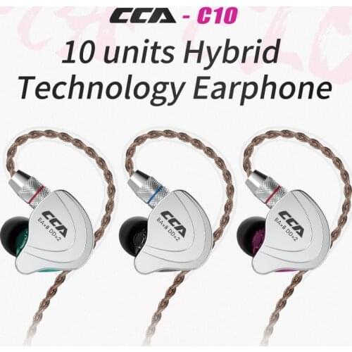 CCA C10 1DD+4BA Hybrid 2PIN In Ear Earphone HIFI DJ Monitor Running Sport Earphone Headset Earbud With Detacable Upgraded C16cA4