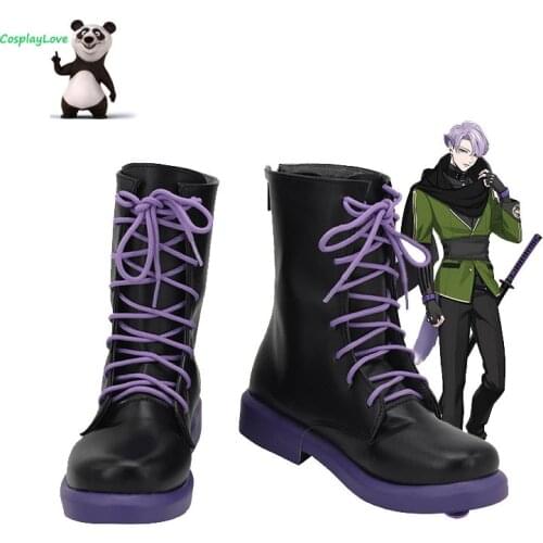 CosplayLove Touken Ranbu Samidare Gou Black Shoes Cosplay Long Boots Leather Custom Hand Made For Girl Boy