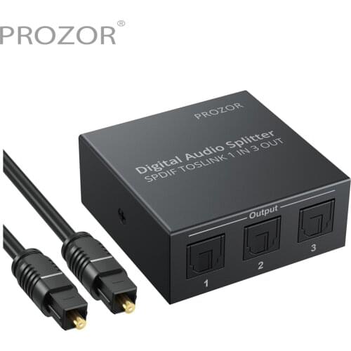 Prozor 3 Way Toslink Digital Audio Splitter 1 In 3 Out Spdif Toslink Optical Audio Splitter With AC-3 DTS for XBOX DAC Converter
