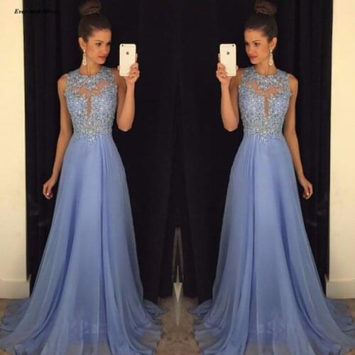 Long Bridesmaid Dresses 2021 Lace Appliques Beaded Sheer Neck Open Back Chiffon Wedding Guest Gowns Maid of Honor Dress Cheap