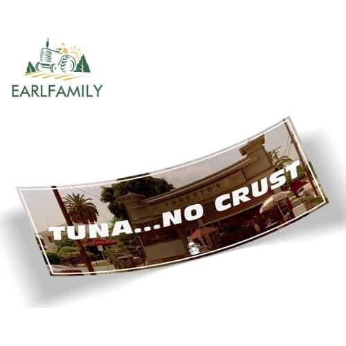 EARLFAMILY 13cm x 6.9cm for Tuna No Crust Slap Camper Car Stickers JDM Accessories Anime Decals DIY Custom Printing Decoration