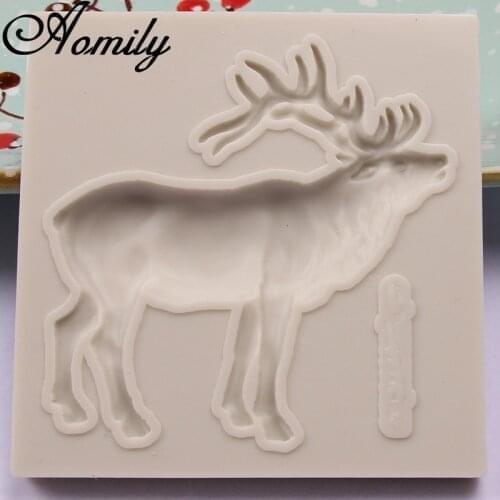 Aomily Christmas Reindeer Shaped 3D Silicon Chocolate Jelly Candy Cake Bakeware Mold DIY Pastry Bar Ice Block Soap Mould Baking
