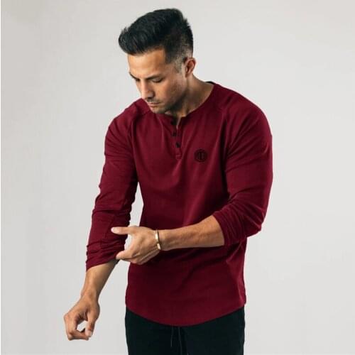 Spring and Summer T-shirt Top 2021 New T-shirt Mens Long-Sleeved Cotton T-shirt Bodybuilding Fitness T-shirt Men