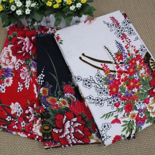 Cotton Chinese Style Red Stamp Bottom Black Bottom White Bottom Cloth Fabric of Linen Cloth Painting Peony DIY FABRICE