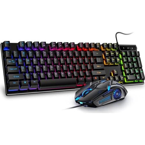 104 Keys LED Colorful Light USB Gaming 4 DPI Wired Mouse Wired Mechanical Backlit Keyboards Sets For Computer