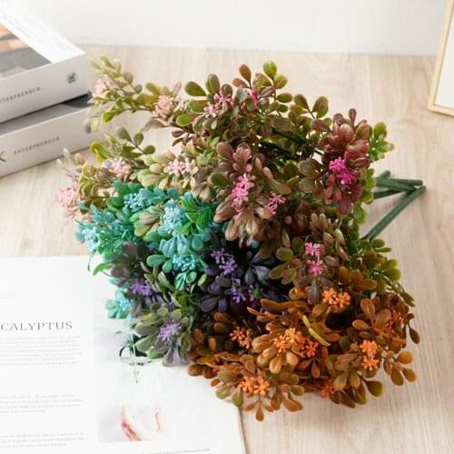 Artificial Plastic Flowers, Artificial Flowers and Green Plants Partition Flower Arrangement, Small Decorative Milan Flowers