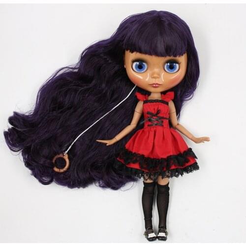 ICY DBS Blyth Doll 1/6 bjd Deep Purple Hair dark skin white skin joint body 30cm toy ob24