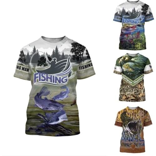 Summer Men T Shirt 3D Catfish Fishing Printed T-Shirts Harajuku Casual Short Sleeve Tee Shirts Unisex Cool T-shirt