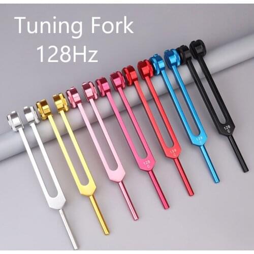 Medical 128C Neurological Massage Sound Healing Therapy Tuning Fork with Mallet Flannel Bag Chakra Ball Hammer