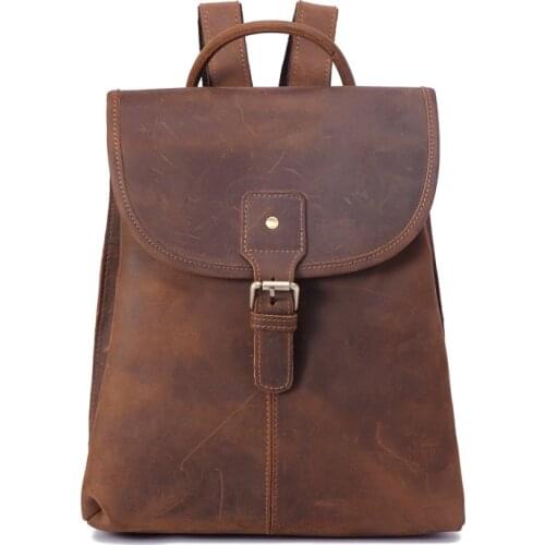 Mini Backpack Men Genuine Leather Business Bag for Teenager Women Bagpack Crazy Horse Back Pack Female School Bag Large Mochilas