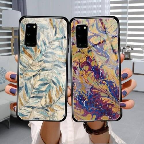Fashion flower Phone Case Tempered Glass For Samsung S7 S8 S9 S10E S20 21 30 Plus ultra Note 8 9 10 Plus A7 2018