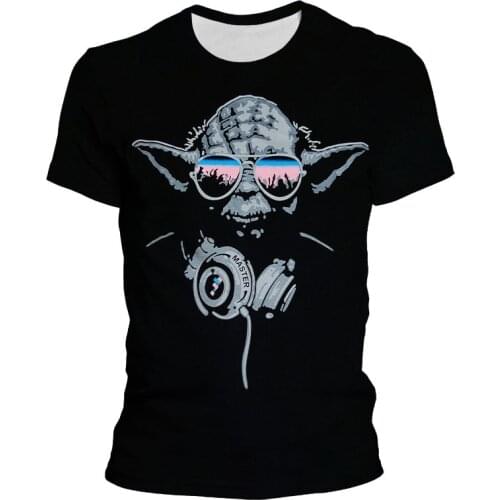 Funny Fashion Summer New Mens T-shirt Star Wars Yoda Theme Tops 3d Digital Print Retro Trend Short Sleeve T-shirt Top Plus Size