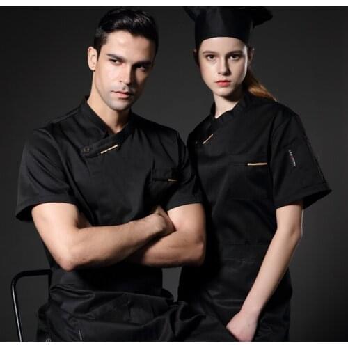 Chef Workwear Short Sleeve Men and Women Hotel Kitchen Restaurant Chef Wear Summer Catering Chef Short Sleeve Chef Uniform