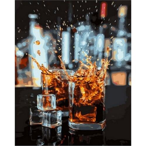 AMTMBS Wine Whisky Pictures By Numbers Drawing On Canvas DIY Painting By Number Home Art Number Decor