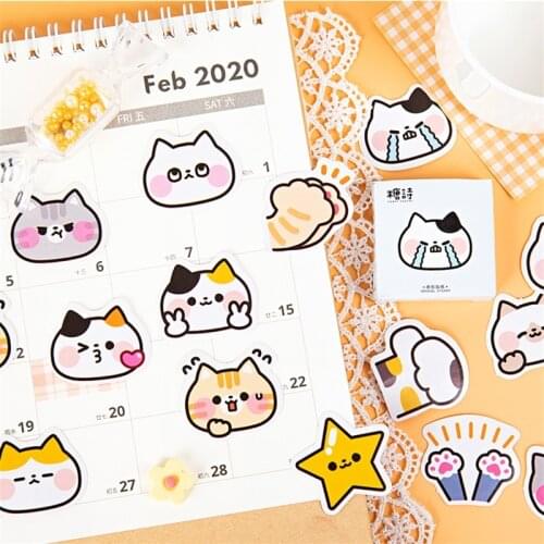 45pcs Kawaii Kitty Stickers Set Cartoon Cute Cat Claw Star Sticker Decoration Adhesive Post Diary Album Gift Sealing Paste F536