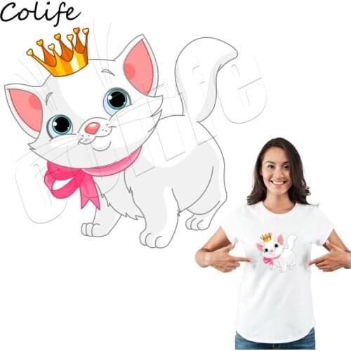 Cat Stickers Heat Transfer Patches Animals Parches Iron On Embroidery Washable DIY Applique Custom Decor Handmade Patches