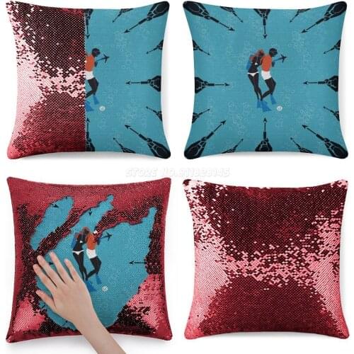 Spy 4-Pillow & Tote Bag Sequin Pillowcase Cafe Home Decor Color Changing Pillowcase Movies Spy