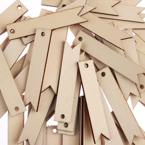 50pcs/set Unfinished Blank Rectangle Wooden Hanging Tags with Rope for Scrapbooing Party Favor Wedding Gift Tags