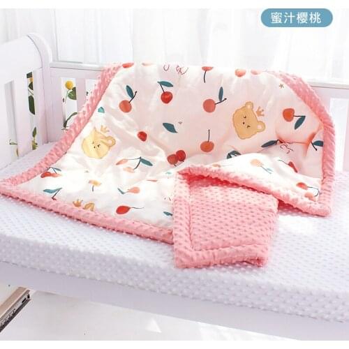 AB Side Newborn Baby Blanket Air Conditioning Comfort Quilt Cover Minky Dot Fabric Comforting Four Seasons Children Cot Beddings