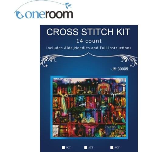 Oneroom fairy Bookshelf,Counted Cross Stitch 1 4thCT Cross Stitch Sets Wholesale cartoon Cross-stitch Kits