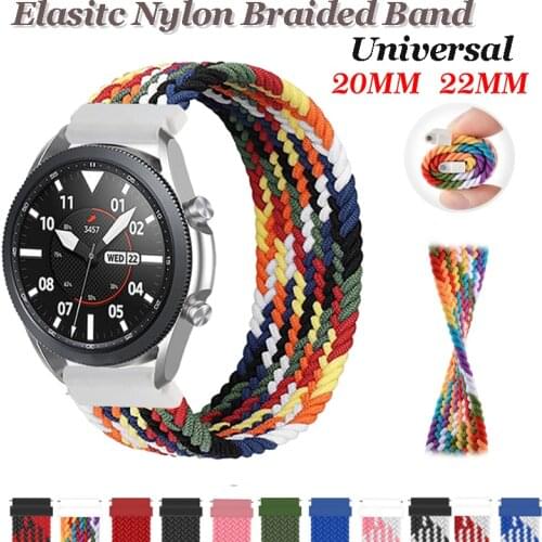 Solo Loop Strap for Samsung Galaxy Watch 3 Active2 Nylon Braided Straps for Huawei Watch Band Amazfit Bip 22mm 20mm Universal