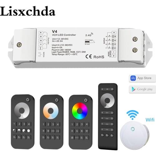 RGBW/RGB/CCT/Dimming+2.4G Wireless RF Remote Controller 4 Channel LED RF Controller for RGB/RGBW LED Strip Light