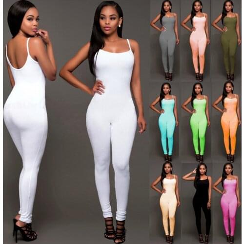 BKLD Women Jumpsuit Sexy Bodycon Backless 2019 Summer Spaghetti Strap Female Jumpsuit Romper Sleeveless Long Romper 10 Colors