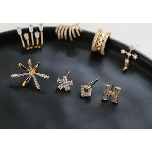 2pcs simple design French style Stud Earrings 2020 New Fashion Jewelry temperament hipster retro earrings women DIY material