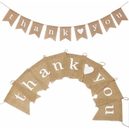 Thank You Jute Hessian Burlap Banner Wedding Decoration Bridal Shower DIY Party Supplies Birthday Gifts Signs Bunting 5BB5781