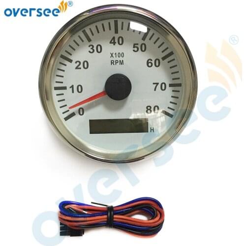 OVERSEE 3.5 Inches 85MM Tachometer with LCD Hourmeter White Color 8000 RPM with Light Inside