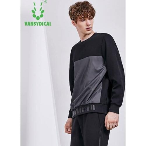 Vansydical Winter Sports Sweater Mens Fitness Running Tops Warm Fleece Long Sleeve Spliced Elastic Workout Pullovers