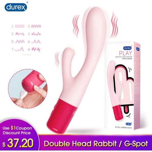 Durex Powerful Vibrator Double Head Rabbit Vibrator G-Spot Silicone Clitoris Stimulate Massager Dildo Magic Sex Toys for Women
