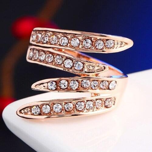 MANGOPIE Top Quality Show Bead Ring Gold Plated Austrian Crystals Angel Wings CZ Ring Full Sizes Wholesale