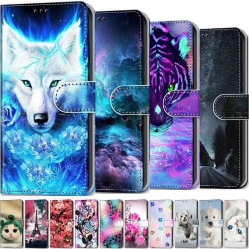 Wolf Flower Cute Phone Shell For Case LG K10 K9 K8 2018 K12 Plus K20 K30 2019 K40 K50 Q60 Q6 Q70 X Power Card Pocket Wallet O08F
